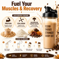 Premium Koffie Proteïne Shake Poeder Wei Collageen met Functionele Paddenstoelen voor Energie & Focus Supplement