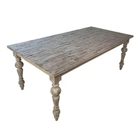Table centrale de salle à manger en bois massif, 2 pièces, style Vintage, forme rectangulaire, meuble de 6 places