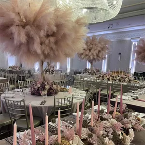 QSLH-T002 Large Stem 18 Branches Fluffy Plume Artificial Faux Pampas Grass for wedding Decoration, special wedding decoration