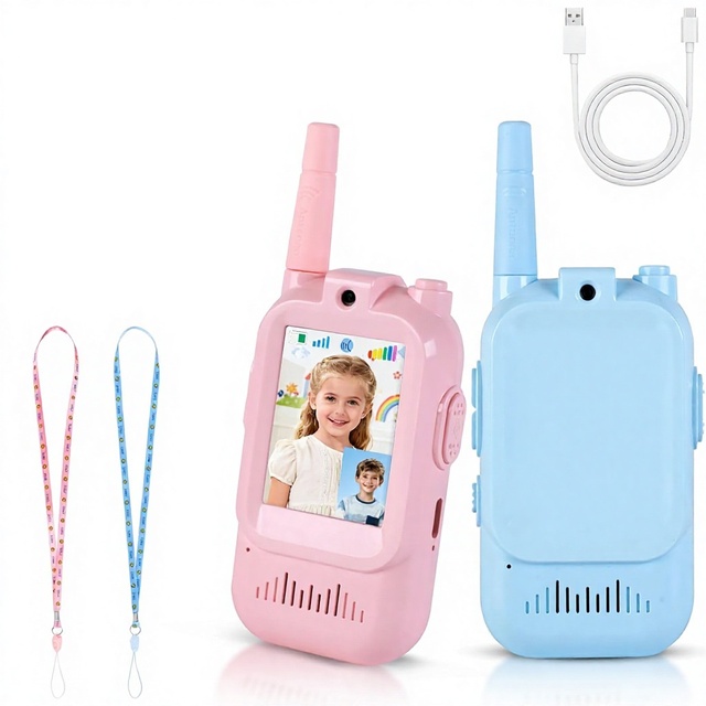 2-Pack Video Walkie Talkies-Metal <1.5km Range | Rechargeable Two-Way Radios for Indoor/Outdoor Use Camping & Hiking Boys Girls
