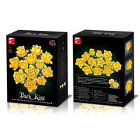Free Tribe 11017 buket bunga mawar kuning Set blok bangunan 585 buah buket bunga botani Kit Model hadiah Valentine