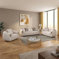 Ensemble de canapés modulaires sectionnels en tissu capitonné de luxe, style moderne, avec pieds en acier inoxydable doré, pour appartement, maison et hôtel