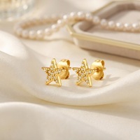 Anting-anting Grosir Perhiasan Baja Anti Karat Mewah Novirassine, Anting-anting Stud Bunga Bintang Zirkon, Set Hadiah untuk Wanita