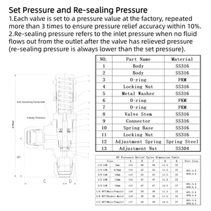 高品質 SS316 1/8IN 3/4IN 3mm 比例圧力リリーフバルブ省エネ油圧システム用安全圧力リリーフバルブ - Product Image 6