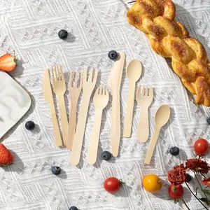 Couverts en bois jetables personnalisés de supermarché, couteau, cuillère, fourchette, sporks