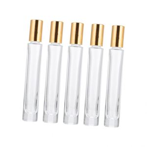 Cylinder Thick Bottom Sample Roll Glass <b>Perfume</b> <b>Spray</b> <b>Bottle</b> Silver Gold Cap Refillable 10ml Travel Skin Care Serum Face Cream - Product Image 1
