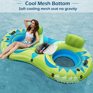 Bouée de piscine gonflable robuste avec glacière amovible et 2 porte-gobelets, pour adultes, idéale pour la rivière et le lac - Product Image 3