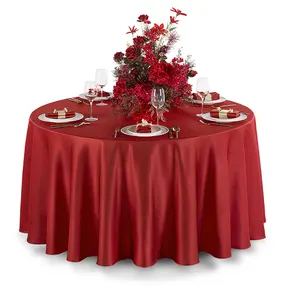 Professional Customized Logo Color Wedding Party Banquet 60 Inch Polyester Fabric Rectangle Round Tablecloth