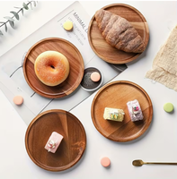 Acacia houten ronde dienblad, klassiek design, milieuvriendelijk, BPA-vrij, vaatwasserbestendig, geschikt voor gedroogd fruit en desserts.