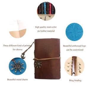 Cuaderno de viaje hecho a mano, cubierta de cuero Vintage A6, papel Kraft en blanco - Product Image 3