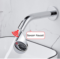 Robinet à capteur infrarouge mural Robinet de salle de bain froid simple sans contact Alimentation CC, robinet mural couleur chrome 8856