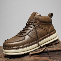 Chaussures montantes en microfibre pour hommes, tendance automne-hiver, polyvalentes, résistantes à l'usure, rehaussantes, solides