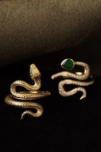 Anillo de Serpiente de Oro Real de 18K al por Mayor de Xinfly con Esmeralda Natural de 0.41ct y Diamante de 0.31ct, Joyería Au750 Personalizada - Product Image 4