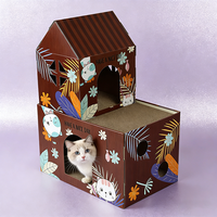 Vente en gros directe usine, Maison pour chat ondulée à 2 niveaux personnalisable et extensible, Facile à nettoyer, Modèle exclusif transfrontalier en gros