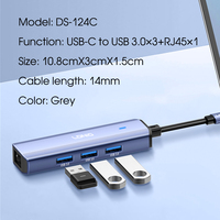 Adaptador Hub USB-C 4 en 1 LDNIO DS-124C al por Mayor, con USB 3.0 + RJ45 Gigabit Ethernet para Laptop y Computadora de Escritorio