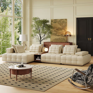 Canapé modulaire sectionnel Damasco italien moderne à lignes épurées, cuir pleine fleur pour les environnements de vie de villas haut de gamme - Product Image 1