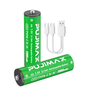 PUJIMAX tipi C şarj edilebilir pil paket 2 adet AA lityum piller ücretli pil 1.5v ile üst monte usb-c şarj portu - Product Image 1