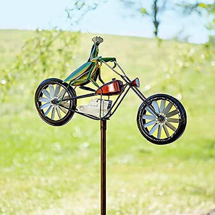 Vintage Fahrrad Windspinner – Metall Katze Auf Fahrrad, Garten-Deko, 22 Cm Hoch