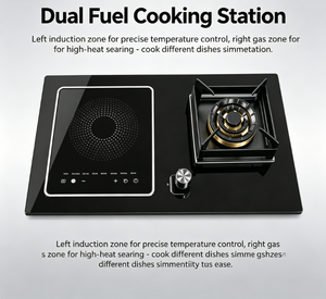 Table de cuisson flexible 2-en-1 à induction et gaz 5,2 kW, cuisinière à gaz 1900 W, plaque électrique pour une cuisson polyvalente - Product Image 6