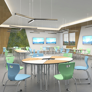 Meubles d'école au design moderne, bureau et chaise collaboratifs réglables pour la salle de classe, ensemble de bureaux pour étudiants pour la salle de classe d'activités - Product Image 1