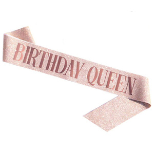 Écharpe en tissu pailleté or rose pour anniversaire, décoration de fête, sangle d'épaule pour célébration d'anniversaire - Product Image 2