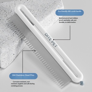 Peigne droit à dents fines en acier inoxydable pour le toilettage des chiens et des chats, outil de démêlage pour les poils longs des Golden Retriever et des Border Collie - Product Image 2