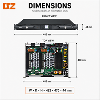 Amplificateur de puissance numérique 2 canaux classe D, amplificateur en rack 1U pour système audio professionnel