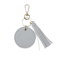 Porte-clés promotionnel en alliage de zinc avec pampille, en cuir Saffiano véritable de luxe, gravé au laser et imprimé en relief