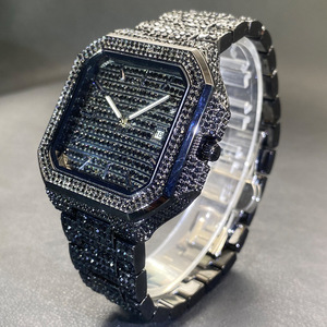 Orologio da Polso da Uomo Iced Out Quadrato di Lusso con Diamanti Pave Completi, Gioiello Bling Stile Rapper Hip Hop, al Quarzo - Product Image 3