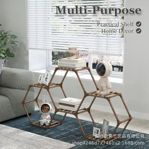 Multi-Purpose Geometric <b>Shelf</b> Wood Freestanding Home Decor Living Room Display <b>Rack</b> - Product Image 1