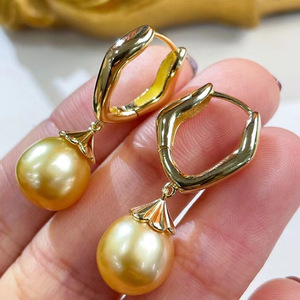 Ensemble de bijoux en argent DIY avec support vide pour boucles d'oreilles en argent S925, perles rondes de 10 à 15 mm, design de boucles d'oreilles pendantes tendance, modèle 21266 - Product Image 2