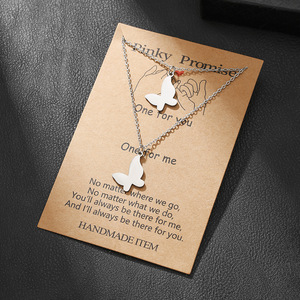 Collar de acero inoxidable con colgante de mariposa, cadena ajustable para la clavícula, para parejas, uso diario, conjunto de joyería de moda. - Product Image 2