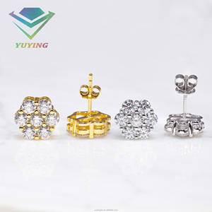 Factory to Ship 925 Sterling <b>Silver</b> 18k Gold Plated VVS D Color Moissanite Diamond Flower <b>Stud</b> Earrings with GRA Certificate - Product Image 6