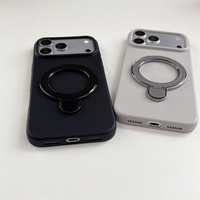 Coque de téléphone portable mate neutre à texture fine et texturée pour iPhone 18 17 Pro Max 16 15 14 13 avec support anneau minimaliste et protection intégrale