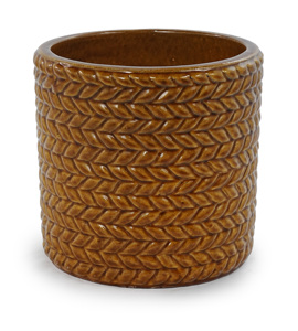 Maceta de Cerámica Estilo Americano, Color Marrón Glaseado, Textura Tejida, Decorativa para Interiores/Exteriores, Jardín y Patio - Product Image 3