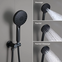 Ensemble de robinet de douche mural noir mat brossé de luxe, haute pression, 3 réglages, laiton, thermostatique, céramique, pluie