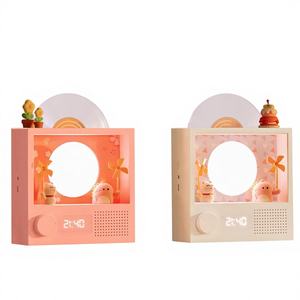 Tourne-disque vinyle rétro, haut-parleur Bluetooth vintage, <span class=keywords><strong>lecteur</strong></span> <span class=keywords><strong>CD</strong></span> sans fil mignon avec lumière d'ambiance RGB, lampe de nuit, horloge, cadeau - Product Image 2