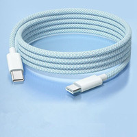Kabel Data Pengisian Cepat USB C ke Tipe C 2M Kepang 60W 3A untuk iPhone 15