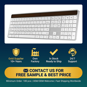 New Multi-Device Full Size 109-Key Silent Office Custom Aluminum Solar Wireless for <b>Keyboard</b> Ultra Thin Silver 12-Month - Product Image 5