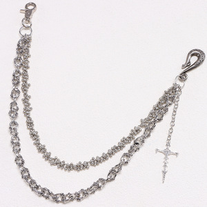 yueli Double Layer Skull Waist <b>Chain</b> <b>Cross</b> Pendant Tibetan Silver Hip Hop Fashion Casual Belt <b>Chain</b> For <b>Men</b> Women - Product Image 2