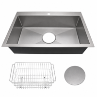 Évier de cuisine multifonctionnel de style coréen, grand évier simple en acier inoxydable 304, robinet artisanal décoratif + bord en nano-argent fraisé