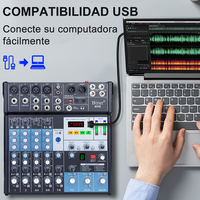Mélangeur audio professionnel OEM MX8 à 8 canaux avec entrée MP3 pour enregistrement en direct