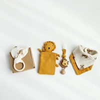 100% coton Lion sécurité couverture bébé douche couverture cadeau ensemble avec chaussettes bébé naissance cadeau ensemble