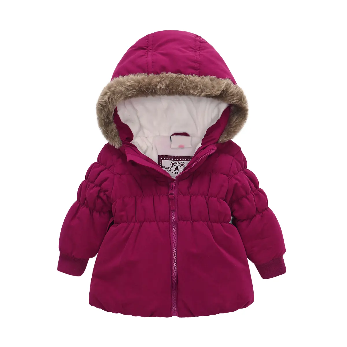 OEM Customization toddler girls fashion clothing winter warm coat red hooded down jackets baby girls adorable padding coat