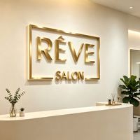 Enseigne de Luxe Dorée 3D Rétroéclairée à LED, Lettres Canal, Logo Acrylique Personnalisé avec Halo Lumineux pour Salon de Beauté, Fixation Murale
