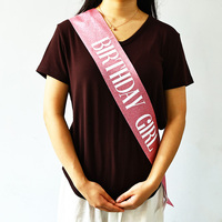 Vente en gros ceinture scintillante personnalisée 'anniversaire fille' ruban de ceinture reine en feuille d'or rose de haute qualité pour les décorations de sac d'emballage de fête