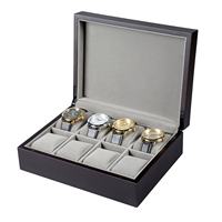 Boîte à montres ZHIHEWOOD en bois MDF noir de luxe à 8 compartiments, peinture mate écologique, logo personnalisé fait main, vente en gros