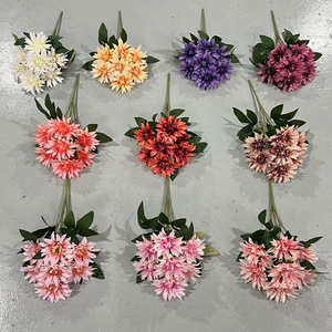 Bouquet de dahlias artificiels à 7 têtes, fleurs en soie imperméables, décoration de mariage - Product Image 2