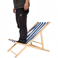 Chaise de plage moderne en bois massif et fer, chaise inclinable d'extérieur réglable, chaise pliante portable pour la pause déjeuner et les loisirs, camping, Oxford