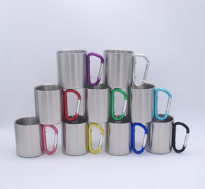 220ml 300ml Foldable Handle Camping Carabiner Stainless Steel Vacuum Insulated BPA Free Leak-Proof <b>Coffee</b> Drinking Mug Single - Product Image 5